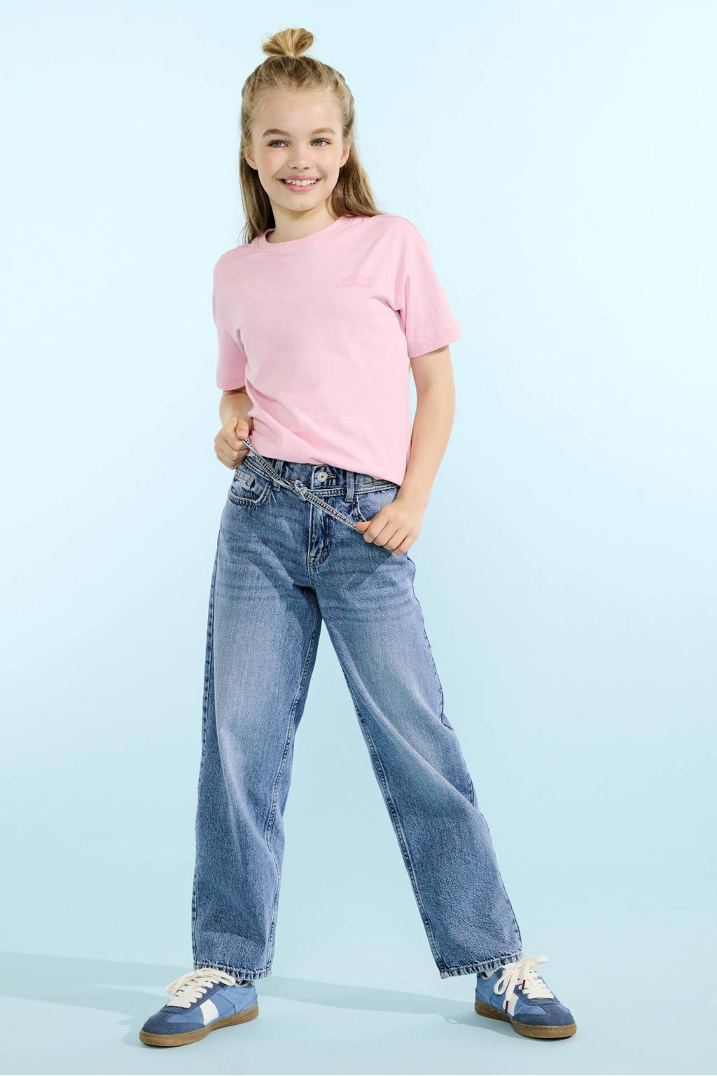 Roze meisjes KIDS ONLY GIRL T-shirt van katoen met backprint, korte mouwen en ronde hals