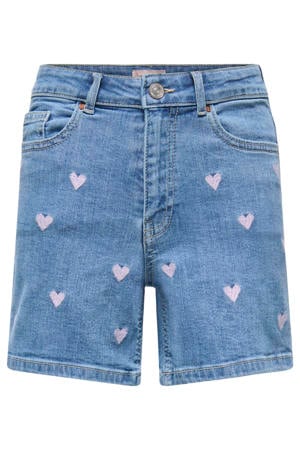 high waist short met hartjes medium blue denim