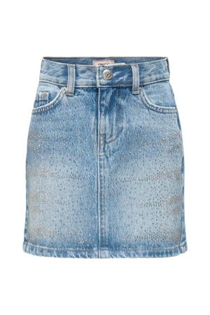 spijkerrok met strass steentjes light blue denim