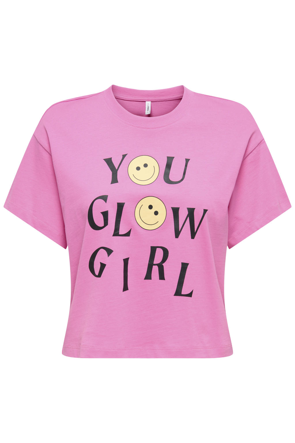 Roze meisjes KIDS ONLY GIRL T-shirt van katoen met printopdruk, korte mouwen en ronde hals