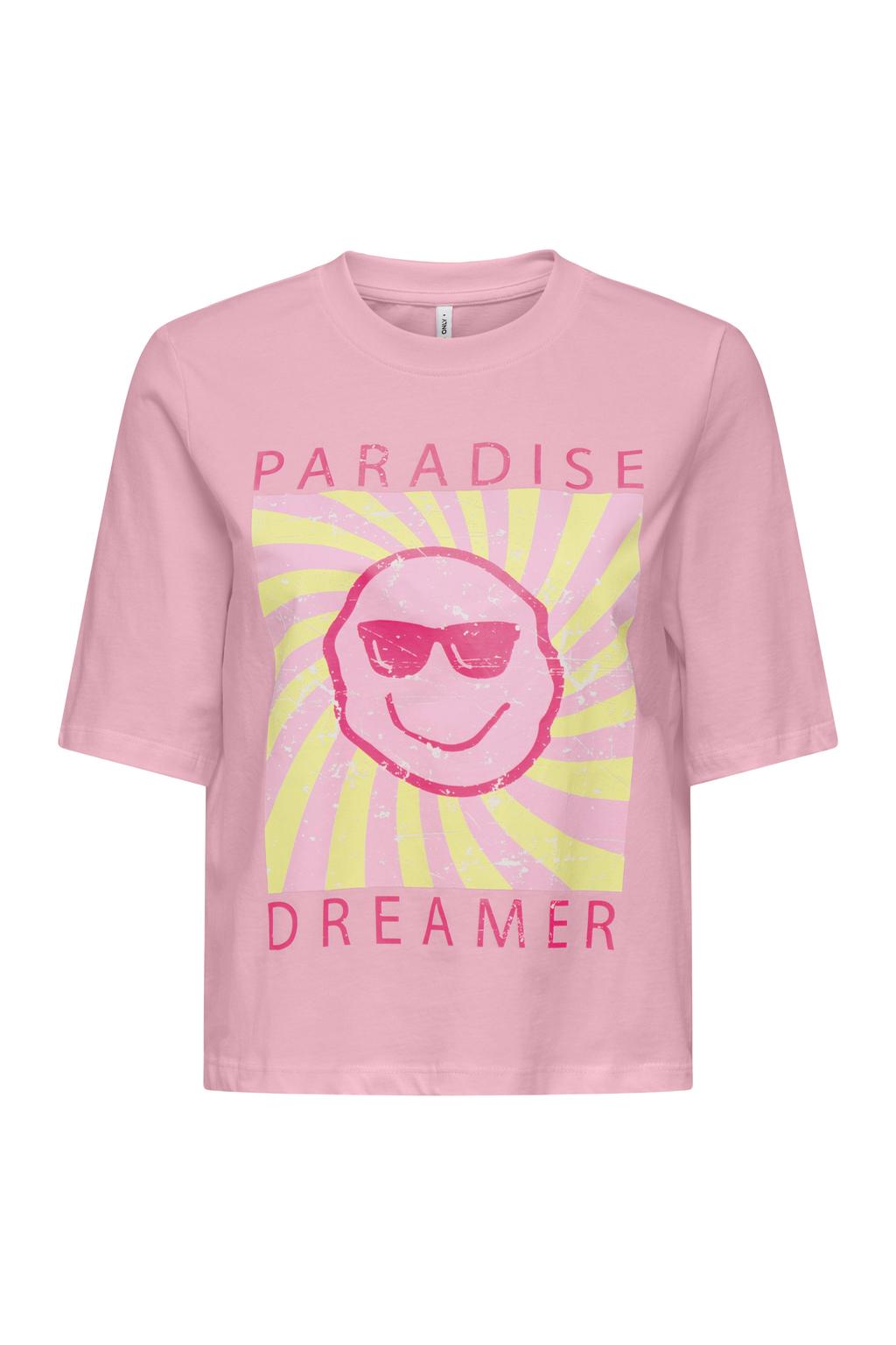 Roze meisjes KIDS ONLY GIRL T-shirt van katoen met printopdruk, korte mouwen en ronde hals