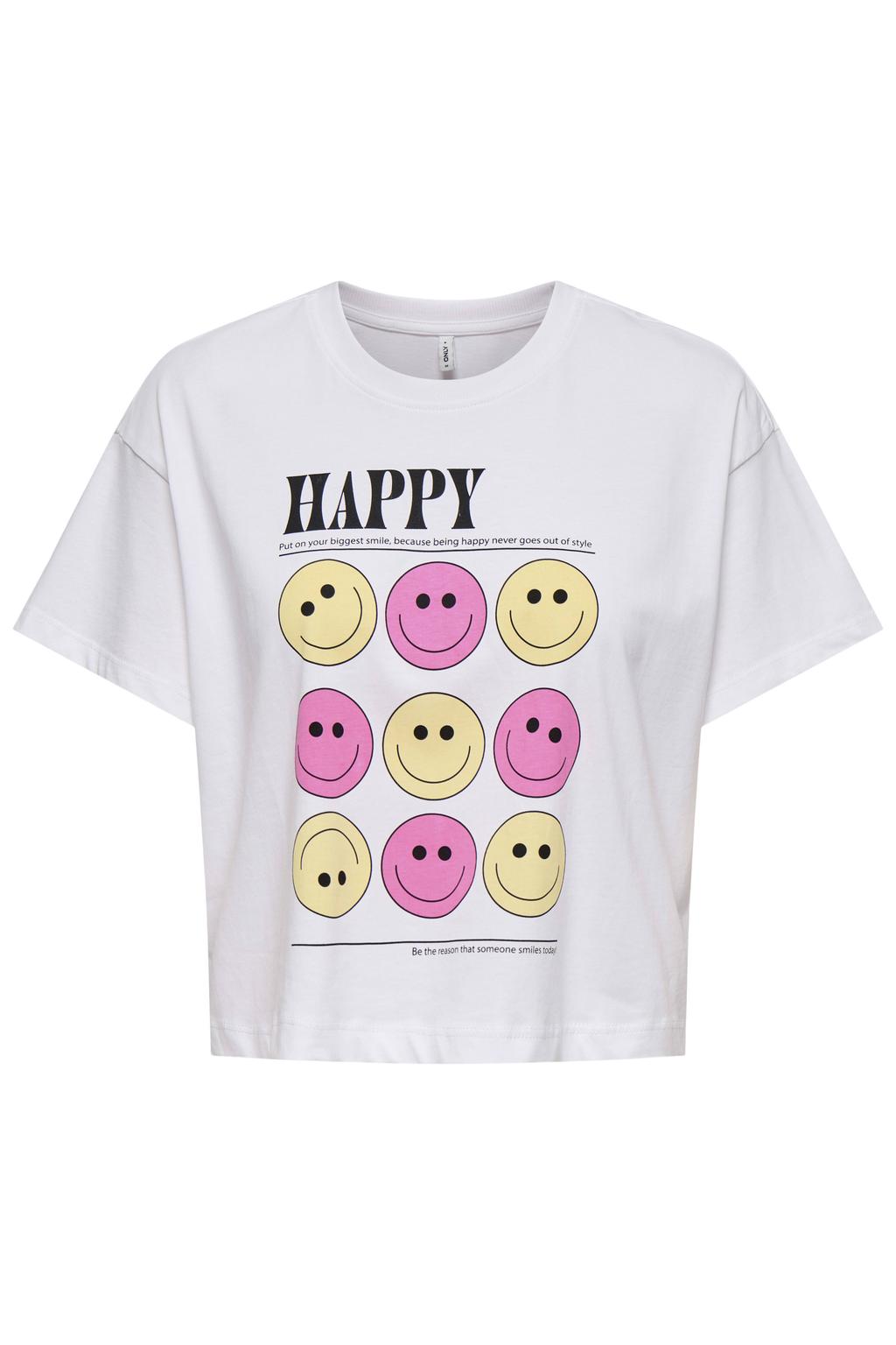 Witte meisjes KIDS ONLY GIRL T-shirt van katoen met printopdruk, korte mouwen en ronde hals