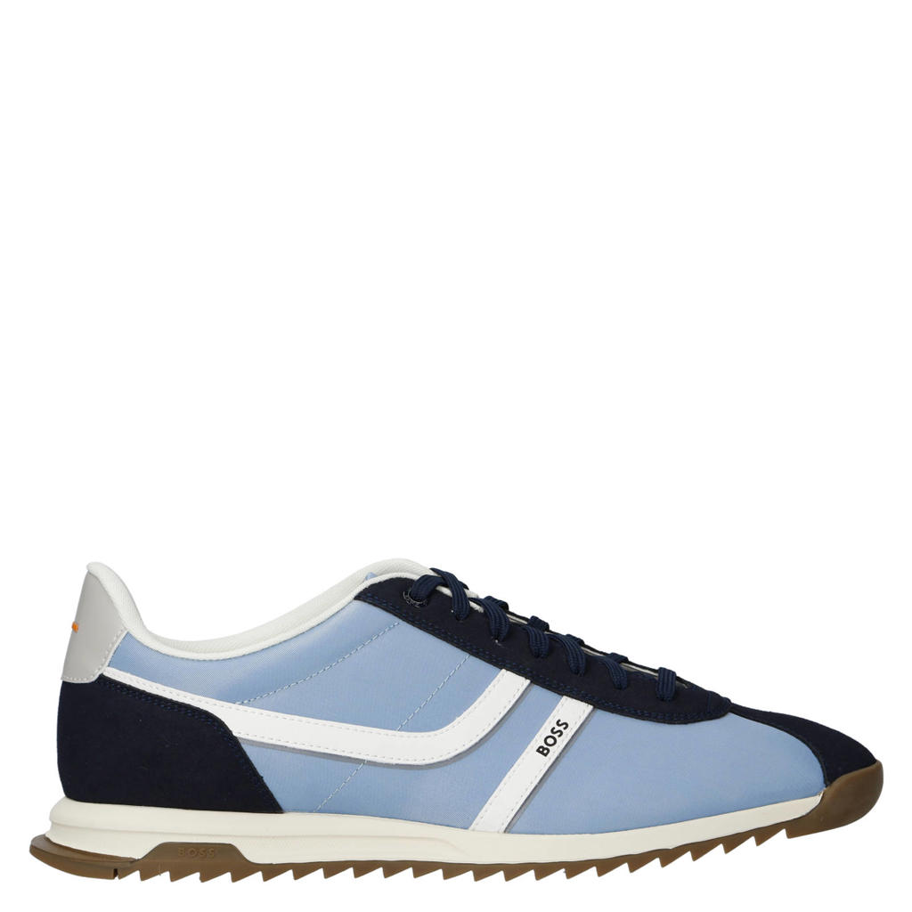 Blauwe heren BOSS sneakers van polyester met veters