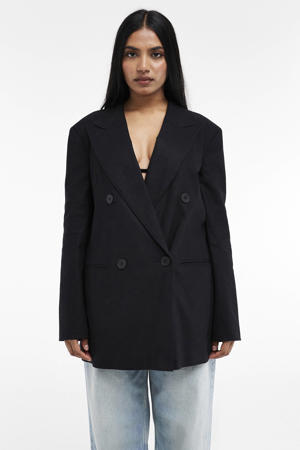 blazer met linnen zwart