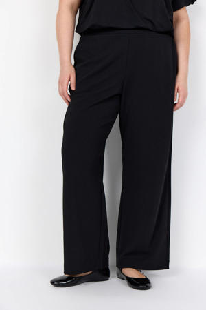 wide leg high waist broek zwart
