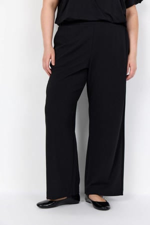 wide leg high waist broek zwart