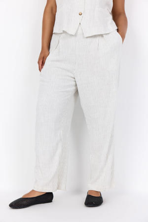 regular high waist broek met krijtstreep ecru