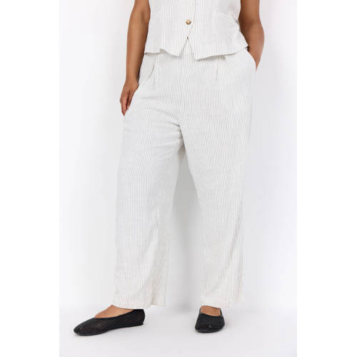 Wasabiconcept regular high waist broek met krijtstreep ecru afbeelding