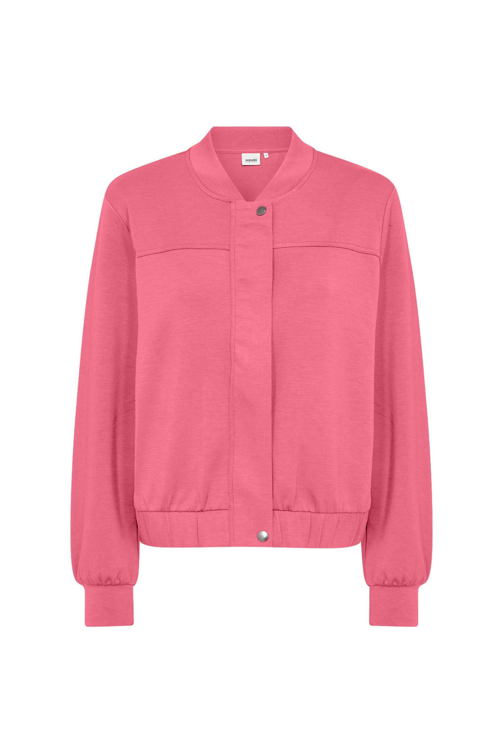 Roze dames Wasabiconcept bomberjack van modal met effen, lange mouwen en ronde hals