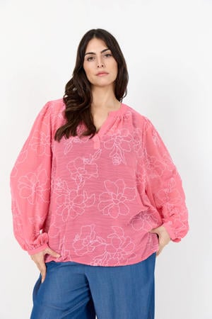 gebloemde top roze