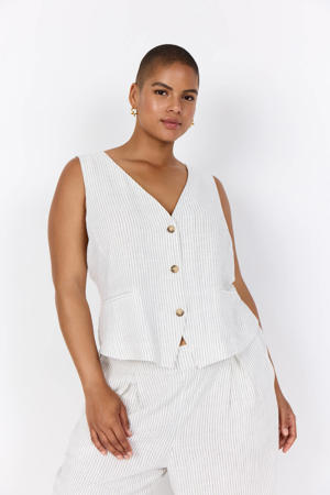 gilet met krijtstreep ecru