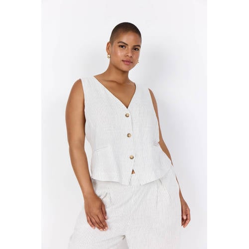 Wasabiconcept gilet met krijtstreep ecru afbeelding