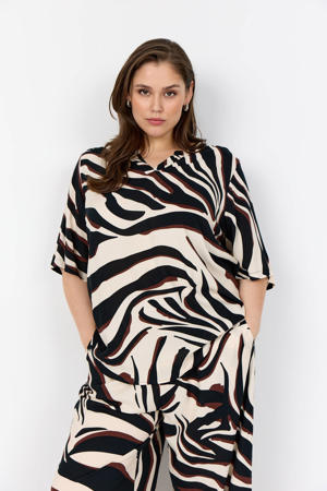 top met zebraprint ecru