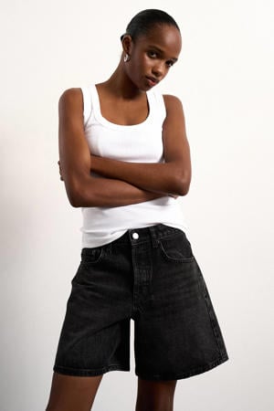 denim high waist short black denim