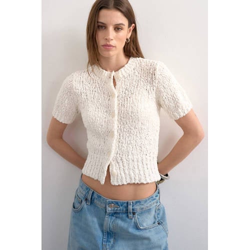 TOPSHOP vest ecru grof gebreid afbeelding