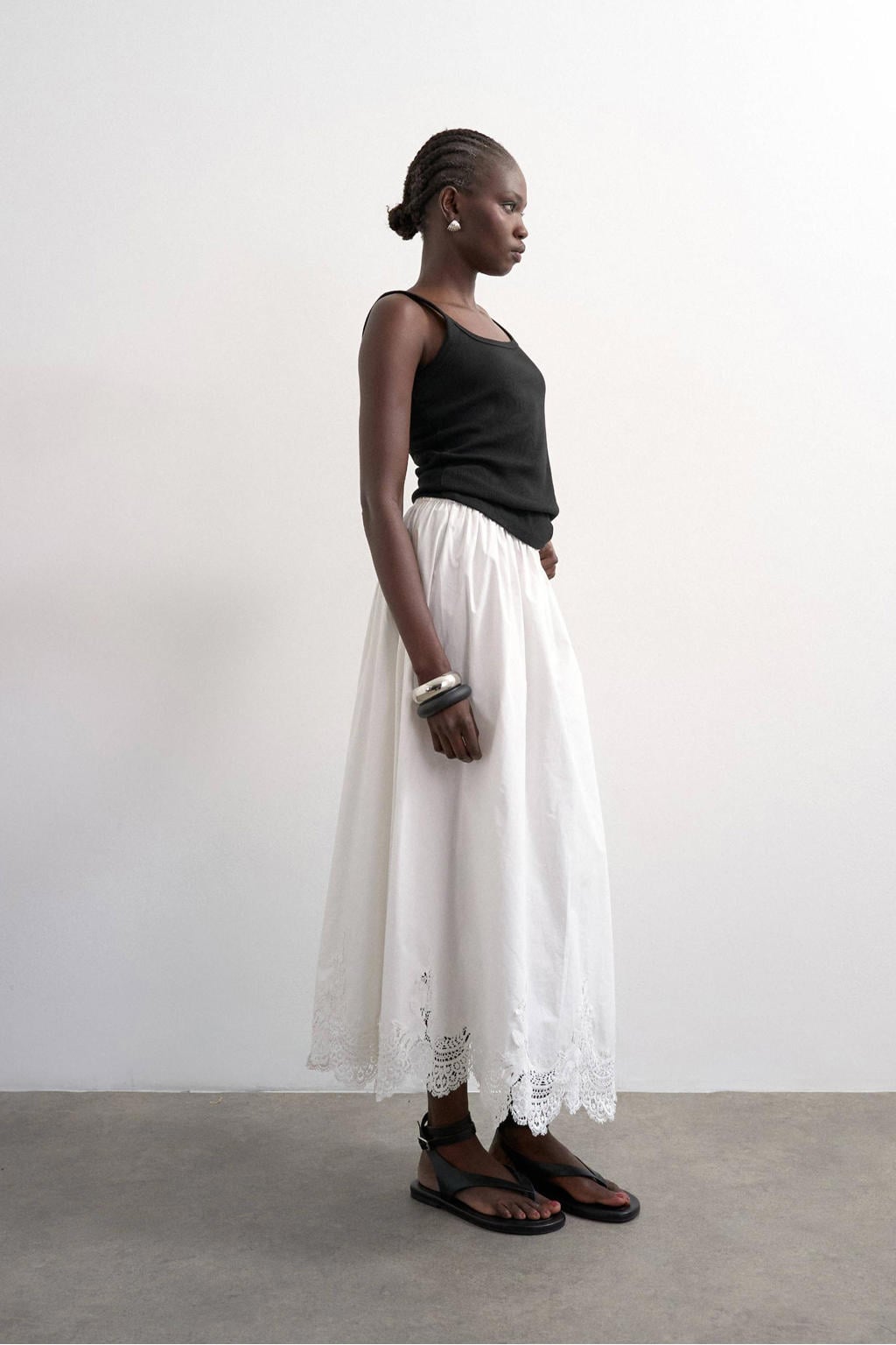 Witte dames TOPSHOP maxi rok gemaakt van katoen en met elastische tailleband