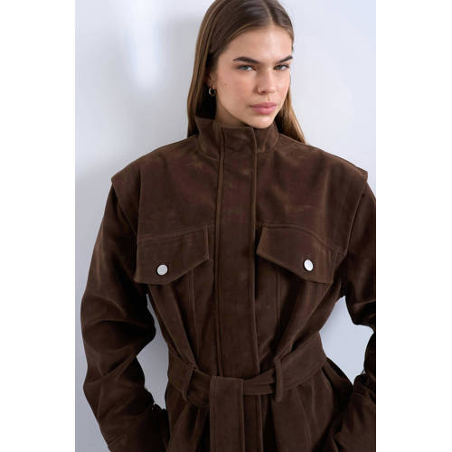 TOPSHOP suede jack donkerbruin afbeelding