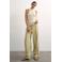 TOPSHOP wide leg high waist gestreepte casual broek met linnen groen