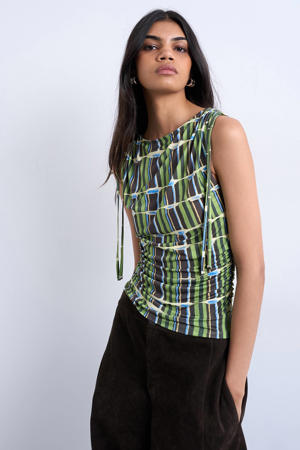 gestreepte asymmetrische top groen