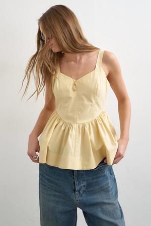 peplum top lichtgeel