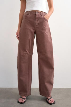 TSBARREL high waist barrel jeans roodbruin
