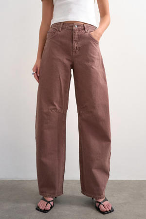 TSBARREL high waist barrel jeans roodbruin
