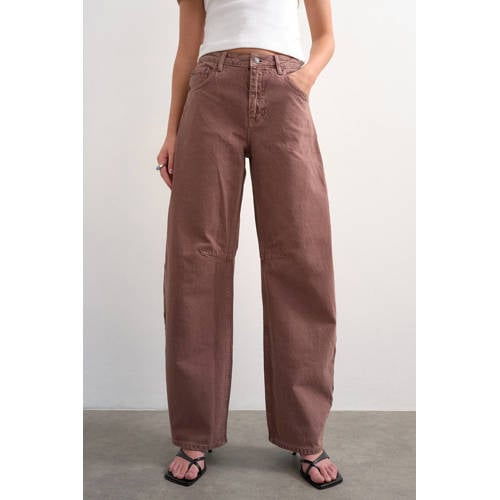 TOPSHOP TSBARREL high waist barrel jeans roodbruin afbeelding