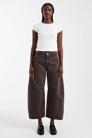 TSVEA BARREL HIGH RISE JEANS OTTER DNM high waist barrel jeans bruin