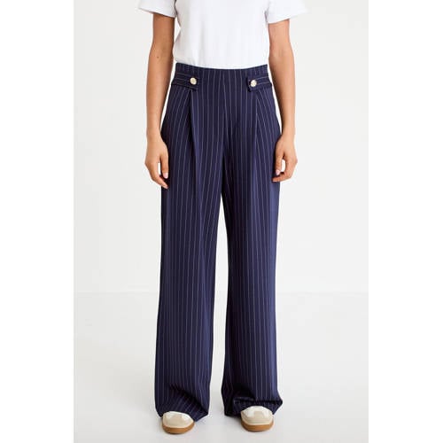 Cache Cache wide leg high waist broek met krijtstreep donkerblauw afbeelding