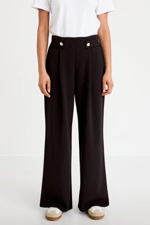 wide leg high waist broek zwart