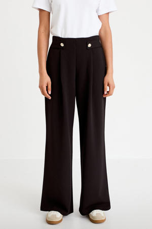 wide leg high waist broek zwart