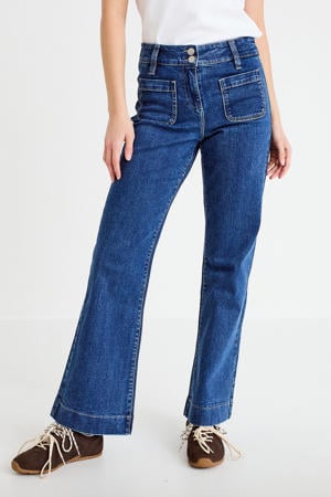 straight leg jeans medium blue denim