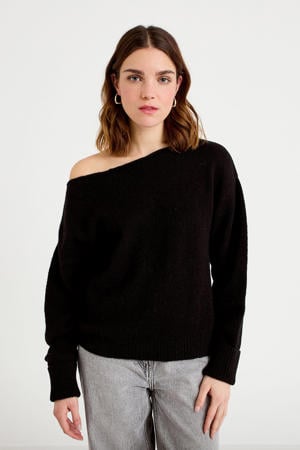 off shoulder trui zwart