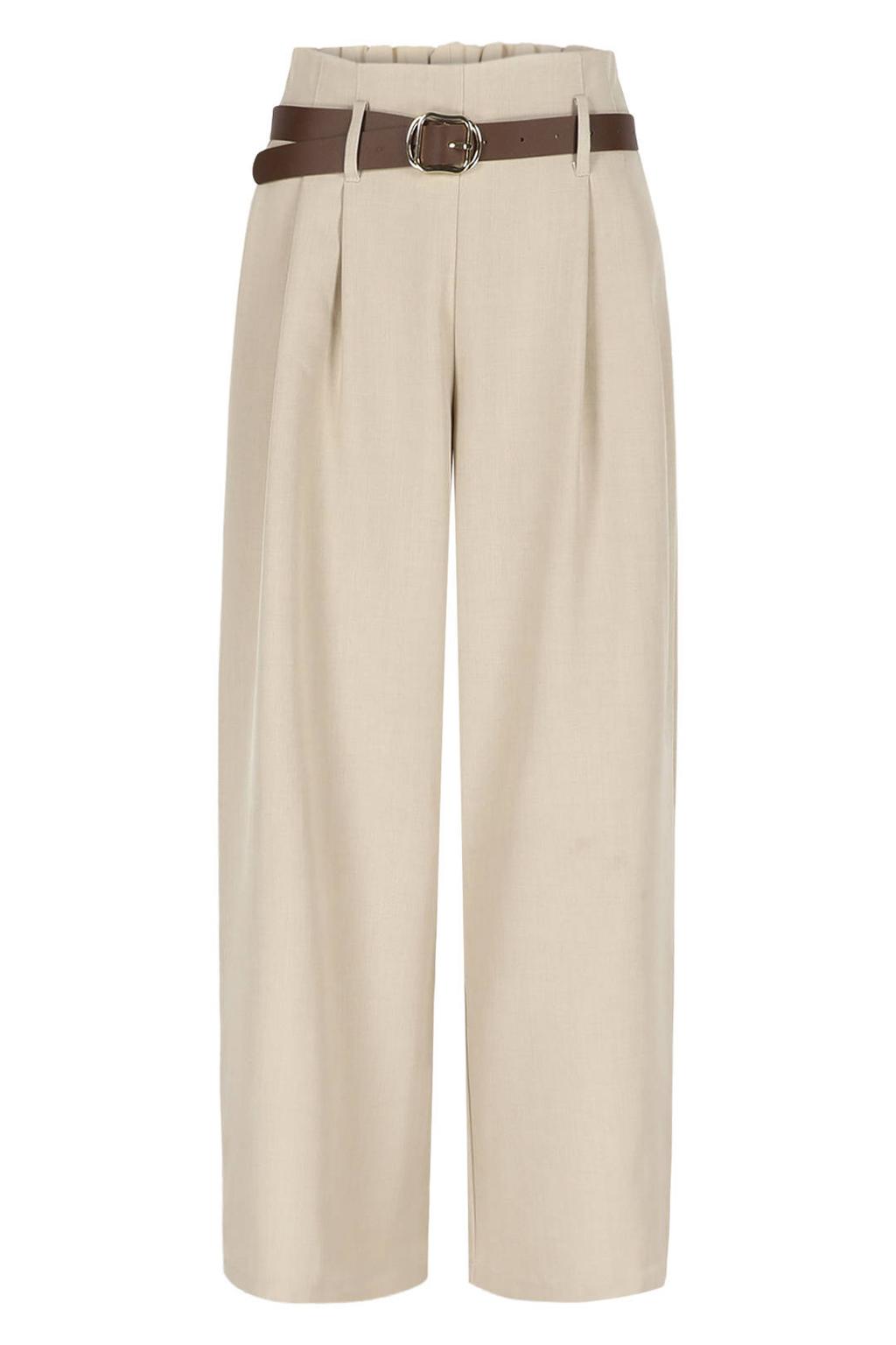 Beige dames LOLALIZA wide leg high waist pantalon met effen