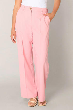wide leg high waist broek lichtroze