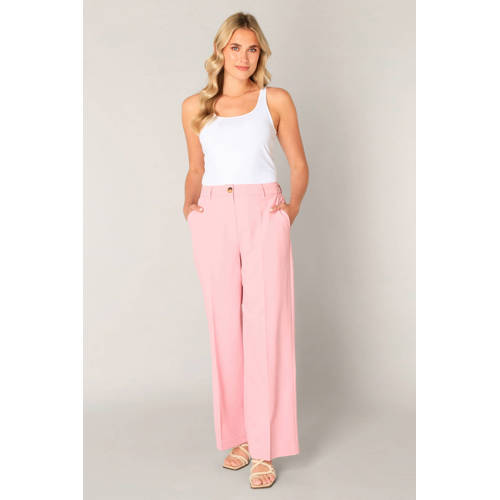 Base Level wide leg high waist broek lichtroze afbeelding