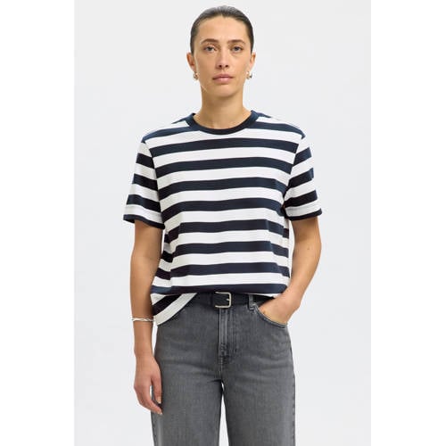 SELECTED FEMME gestreepte T-shirt donkerblauw afbeelding