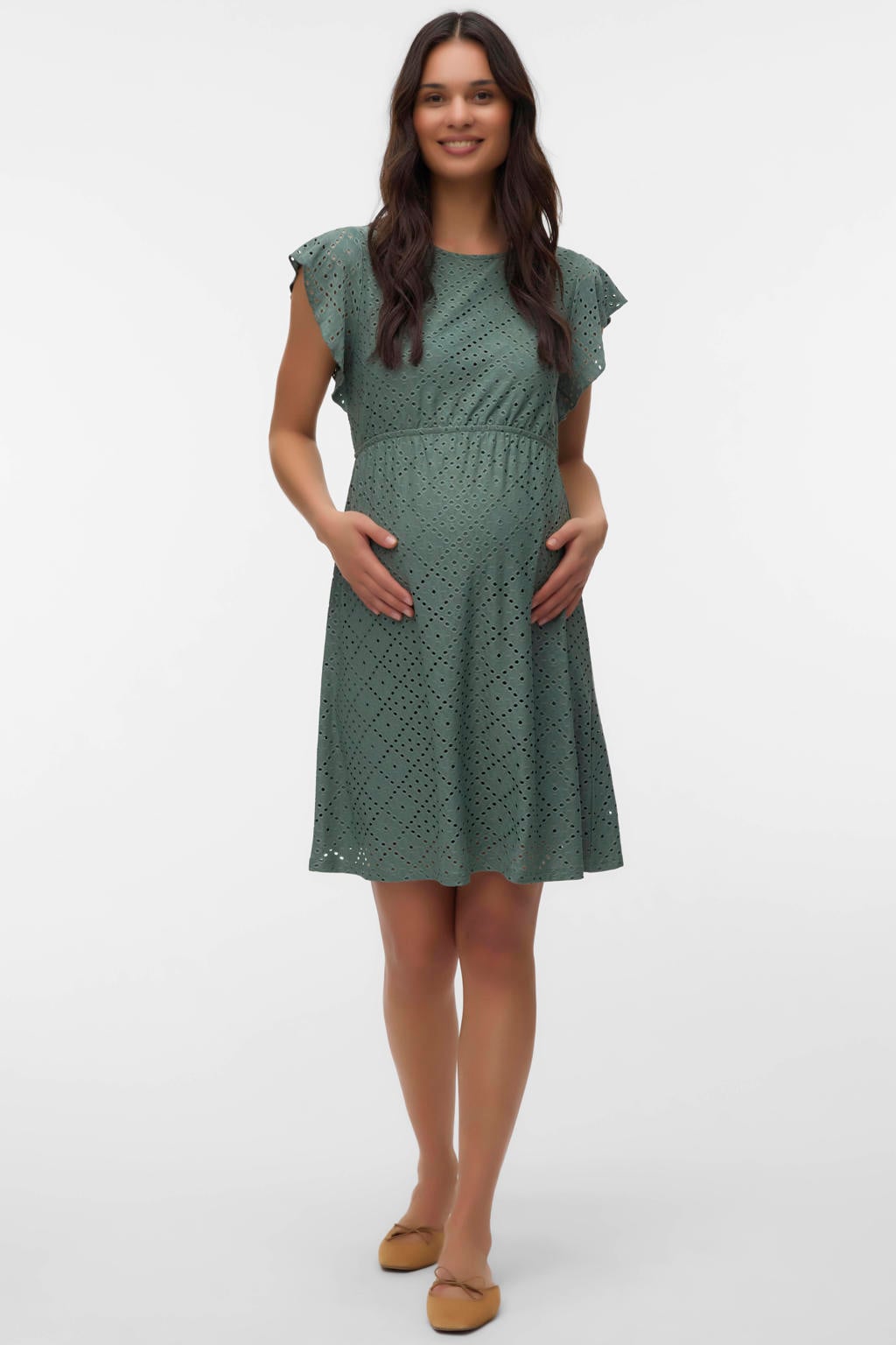 VERO MODA MATERNITY zwangerschaps korte jurk groen