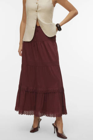 midi rok donkerrood