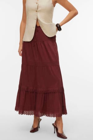 midi rok donkerrood