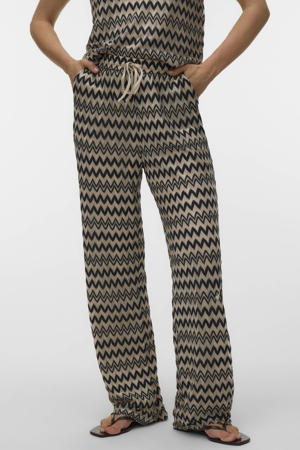 wide leg high waist casual broek zwart