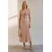 VERO MODA midi jurk met ruches lichtroze