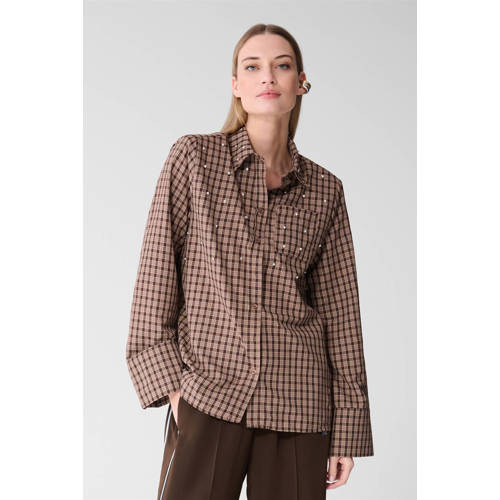 Shoeby geruit blouse bruin afbeelding