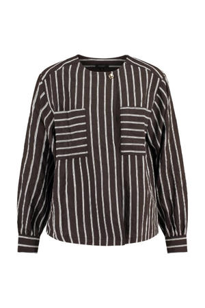 gestreepte blouse donkerbruin