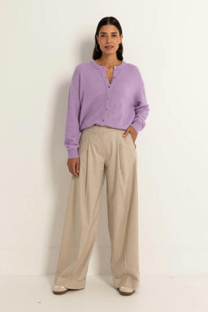 wide leg high waist pantalon beige