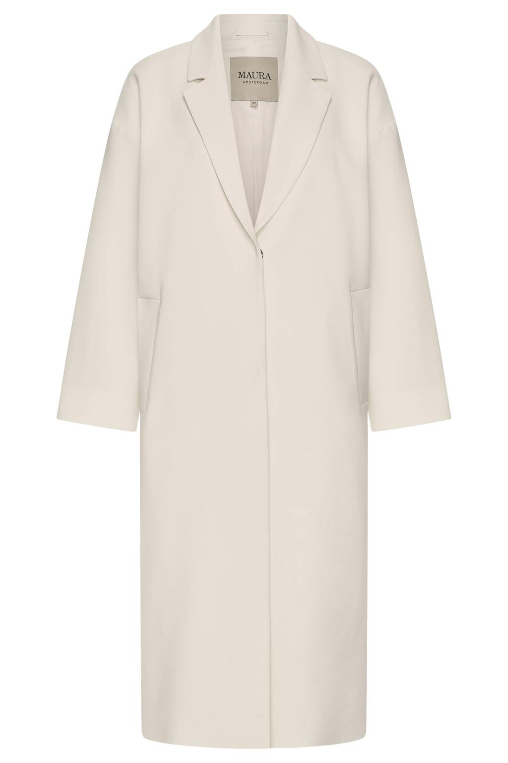 Ecru dames Maura by Claudia Strater manteljas van polyester met effen en reverskraag