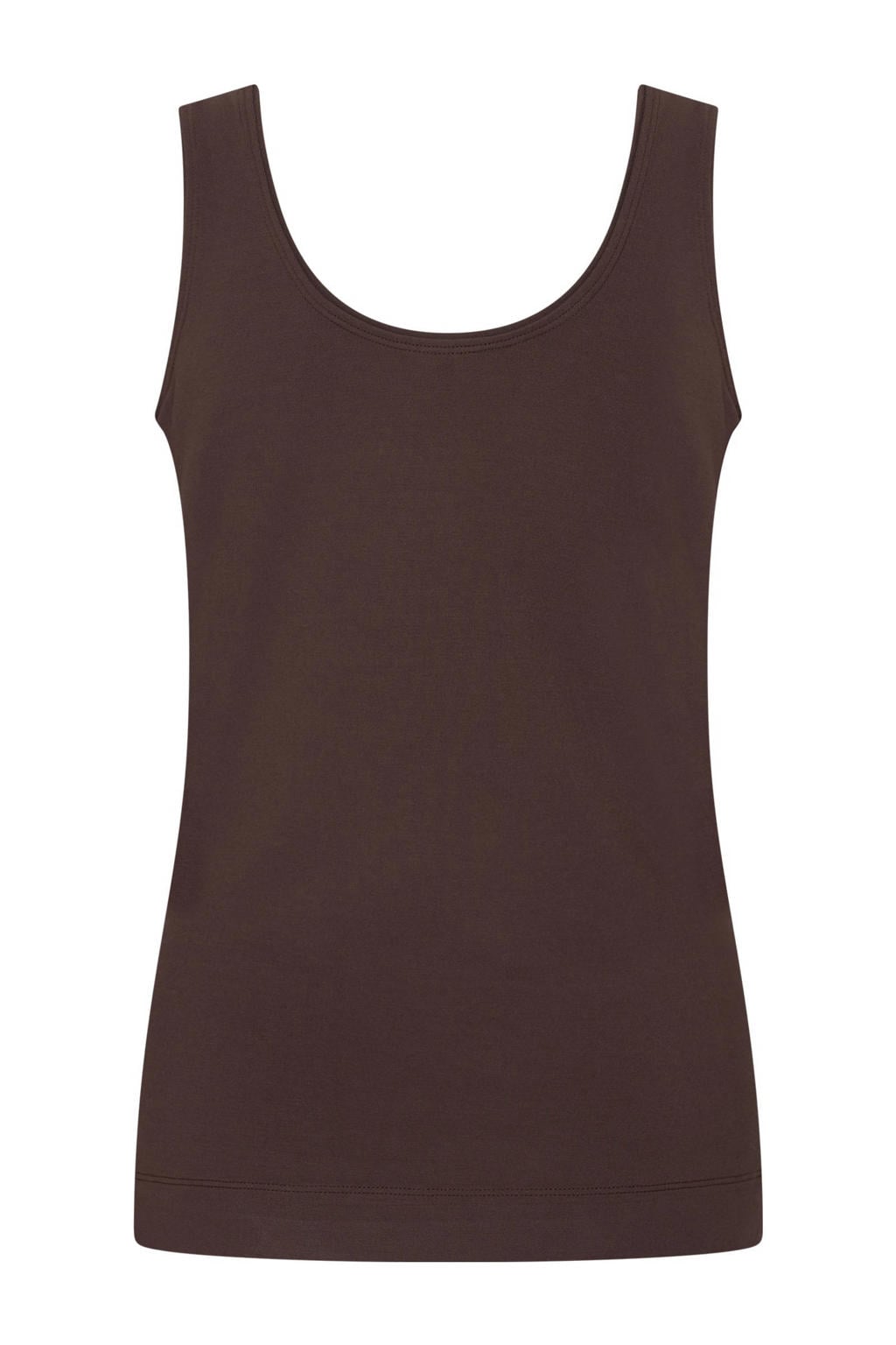 Donkerblauwe dames CLAUDIA BY CLAUDIA STRÄTER tanktop van viscose met effen en ronde hals