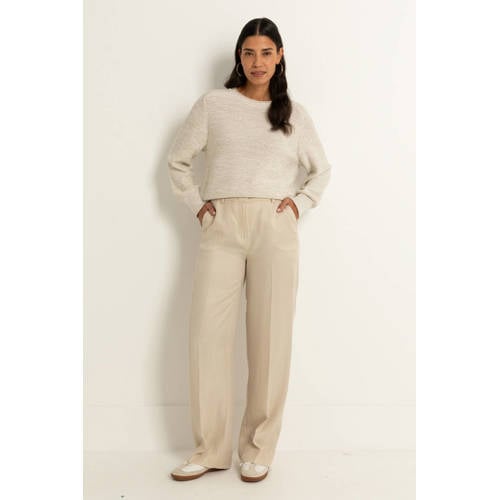 Claudia Sträter straight regular waist broek beige afbeelding