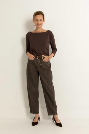 high waist barrel jeans donkerbruin