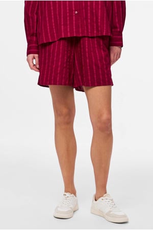 regular waist gestreepte casual short rood